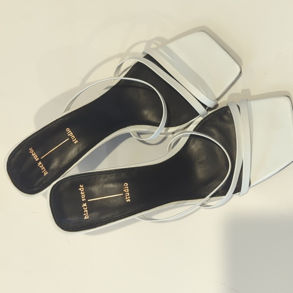 NWT Black Suede Studio Felicity Calfskin Strappy Slide Sandals - Picture 2 of 4